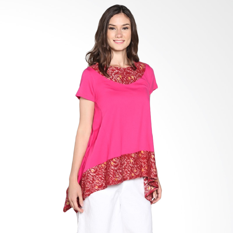 Nouna 012 Short Sleeves Batik Atasan Wanita - Pink