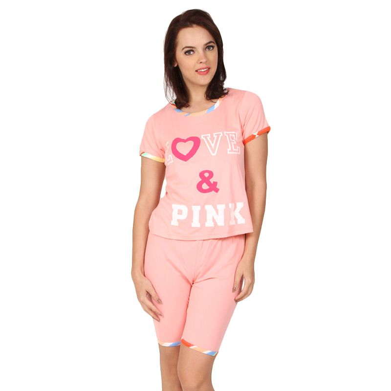 You've Pinku Love Sleepwear Set Pink Baju Tidur