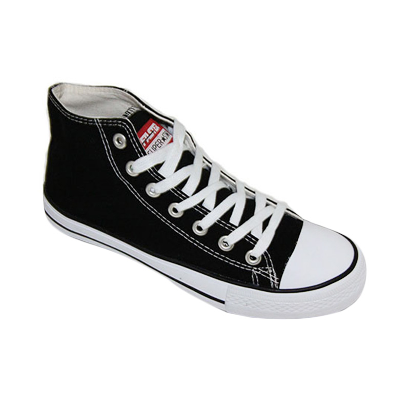 Faster 1603-02 Kanvas Sneakers Shoes - Black White