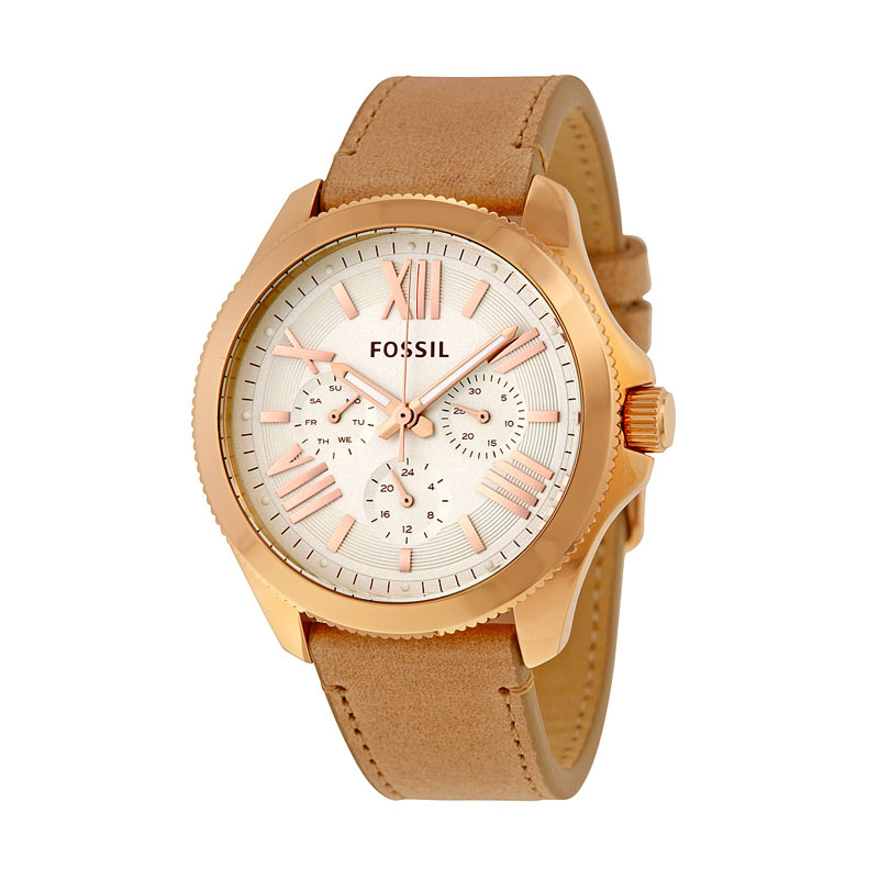Fossil Cecile Multi-Function Dial Beige Leather AM4532 Jam Tangan Wanita - White