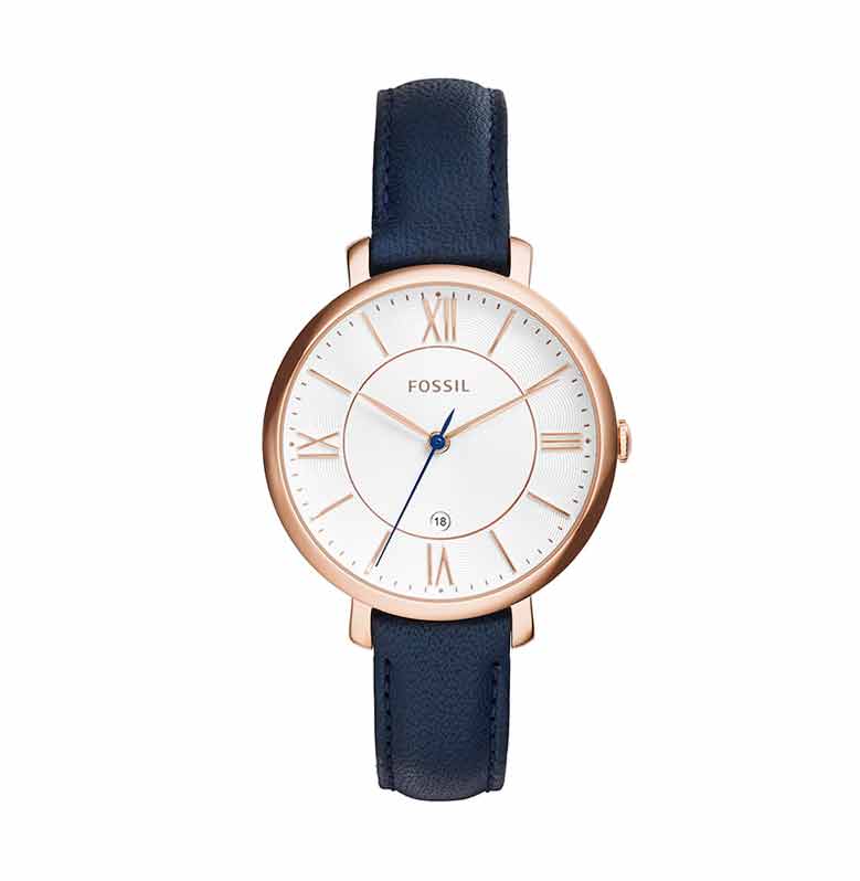 Fossil Jacqueline Rose Gold Navy Blue ES3843 Jam Tangan Wanita