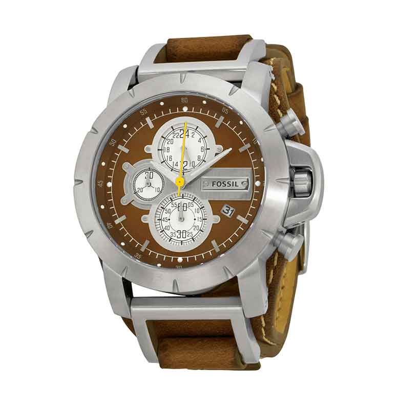 Fossil Jake Chronograph JR1157 Jam Tangan Pria - Silver Brown