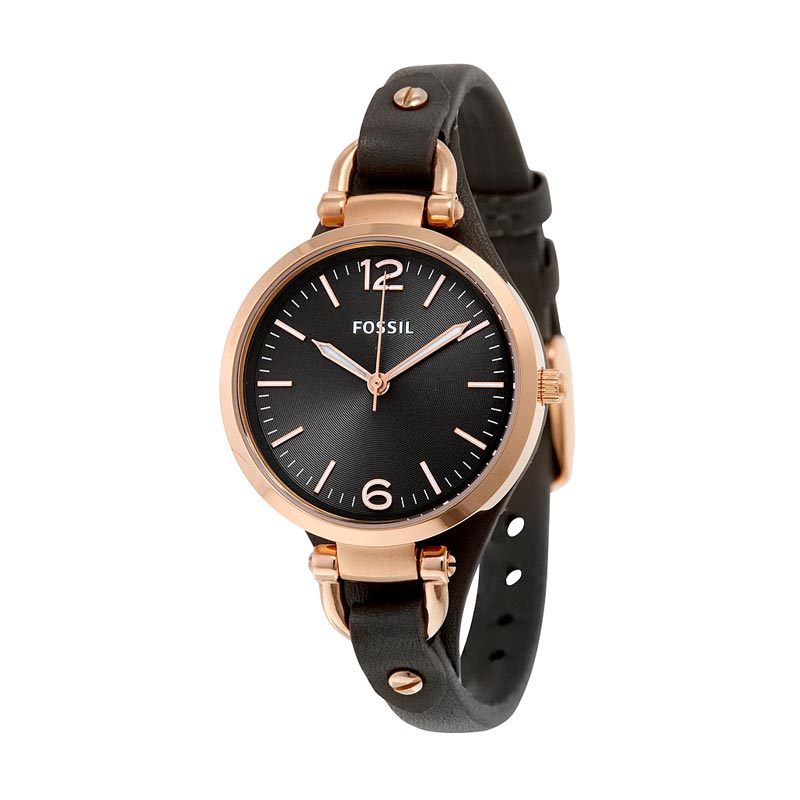 Jual Fossil Rose Gold Georgia Grey Leather Strap Jam 
