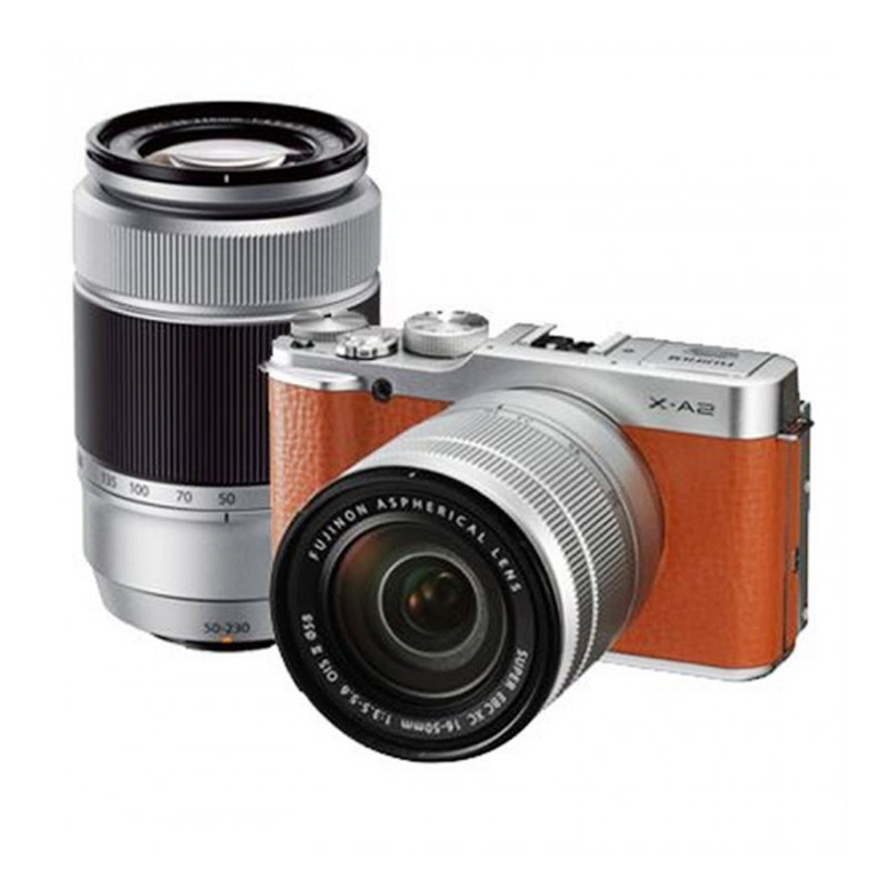 Fujifilm X-A2 Double Kit 16-50mm & 50-230mm f/3.5-5.6 OIS II Brown Kamera Mirrorless bonus: Memory 16GB