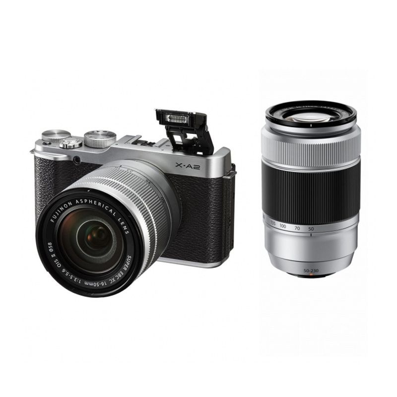 Fujifilm X-A2 Double Kit 16-50mm & 50-230mm OIS Kamera Mirrorless - Silver ,bonus: Memory 16GB