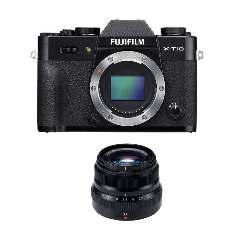 Fujifilm X-T10 Kit 35mm F2 Kamera Mirrorless - Black + instax share 70 + memory 16gb