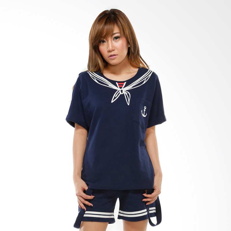 GatsuOne Akihiko T-shirt Atasan Wanita - Navy