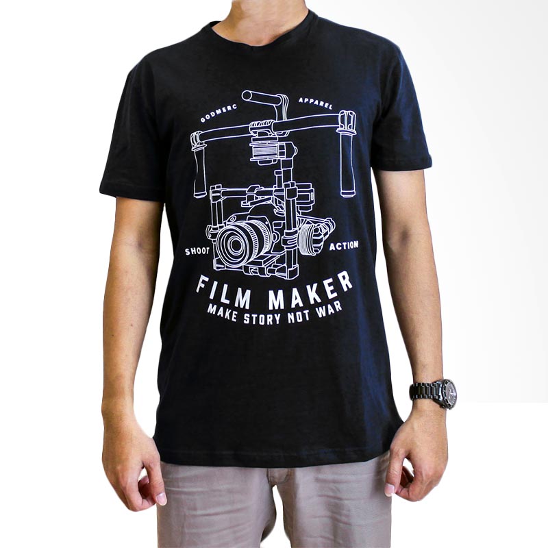Godmerc Film Maker Make Story Videography Cinematography T-shirt Pria - Black Extra diskon 7% setiap hari Extra diskon 5% setiap hari
