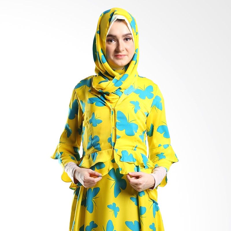 Goldee Cloth Blazer Suit Butterfly Yellow Atasan Muslim Wanita