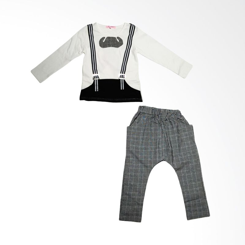 Jual Swallow Speak Kotak-kotak Putih Setelan Anak Laki-Laki di Seller