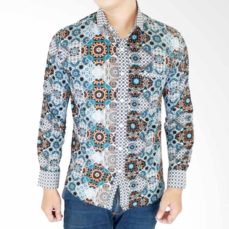 Gudang Fashion BAT 714 Katun Batik Kemeja Pria Lengan Panjang - Green