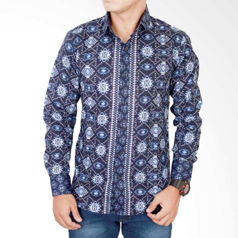 Gudang Fashion BAT 805 Katun Kemeja Batik Pria - Blue