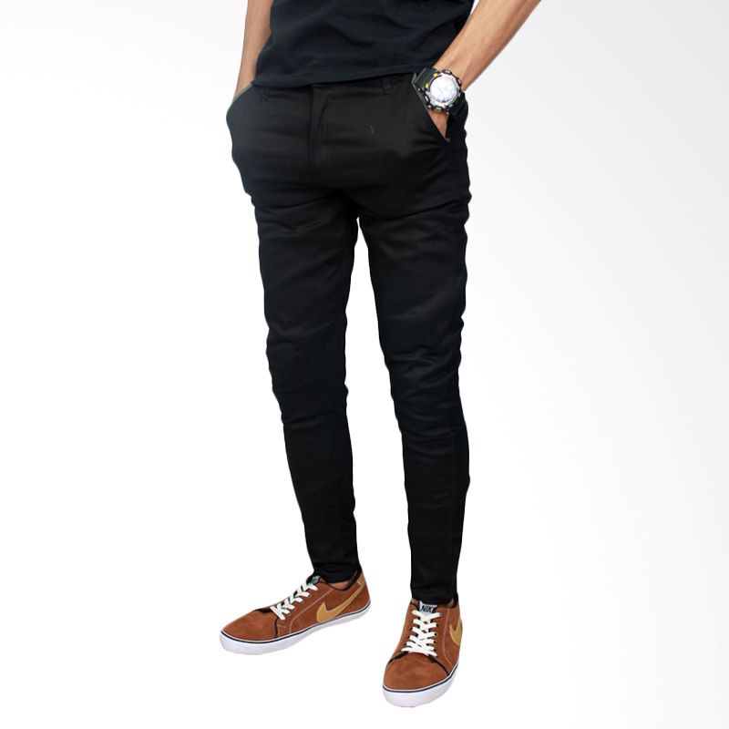 Gudang Fashion CLN 718 Chino Stretch Hitam Celana Panjang Pria