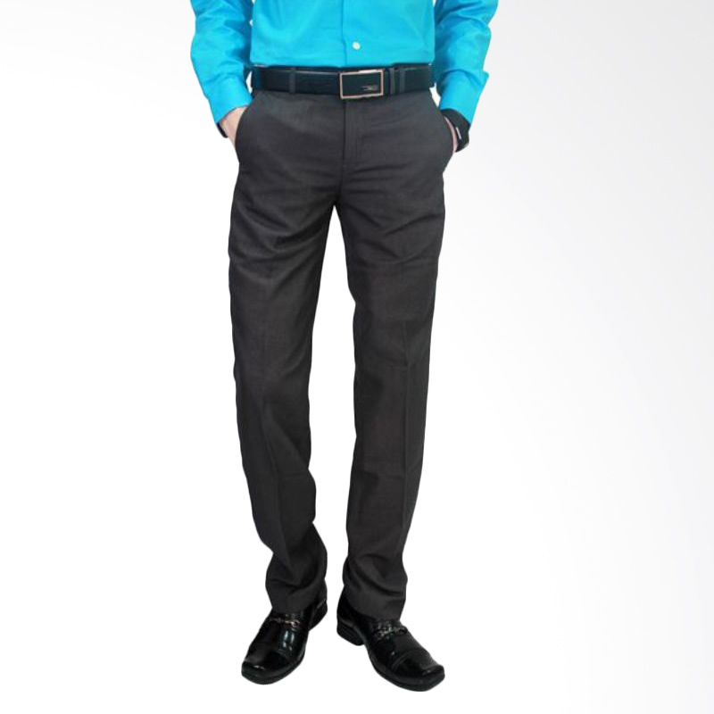 Gudang Fashion CLN 874 Mens Slim Fit Smart Suit Trousers Katun Celana Pria - Grey
