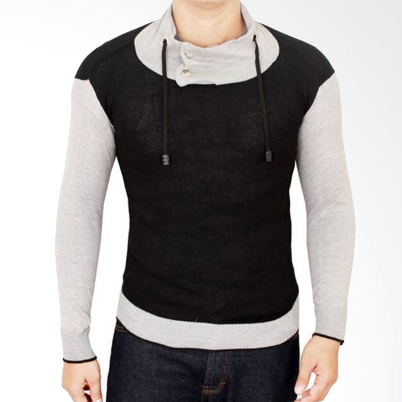 Gudang Fashion Harajuku Style Rajut SWE 690 Sweater - Black Grey