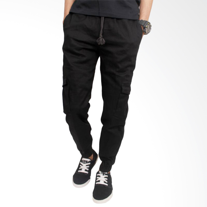 Gudang Fashion Long Length Stretch CLN 818 Black Joggers Pants