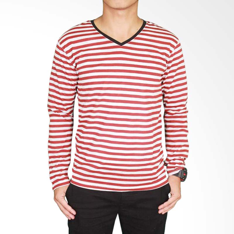 Gudang Fashion PAN 763 Salur T-shirt Pria - Red Extra diskon 7% setiap hari Extra diskon 5% setiap hari