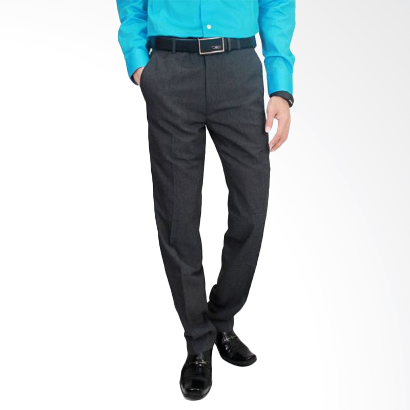 Gudang Fashion CLN 875 Mens Slim Fit Formal Trousers Katun Grey Celana Pria