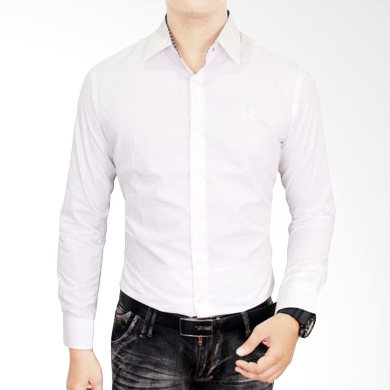 jual gudang fashion lng 1574 slim fit white kemeja pria jual gudang fashion lng 1574 slim fit white kemeja pria