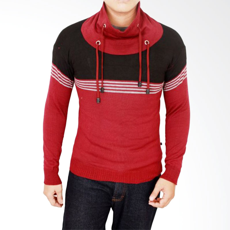 Gudang Fashion Harajuku Rajut SWE 694 Sweater Pria - Red Black