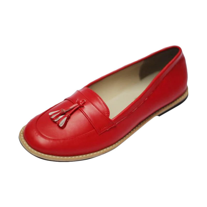 Handmade Lonceng Sepatu Slip On Wanita - Red