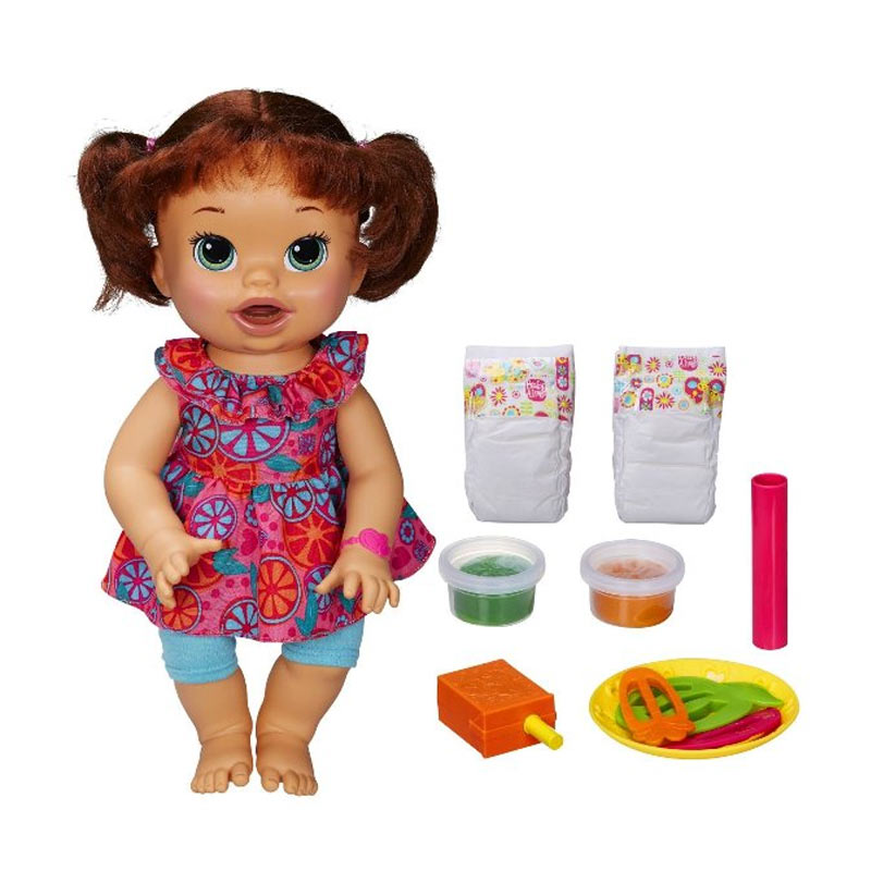 √ Hasbro Baby Alive Super Snacks Snackin' Sara Brunette Mainan Anak