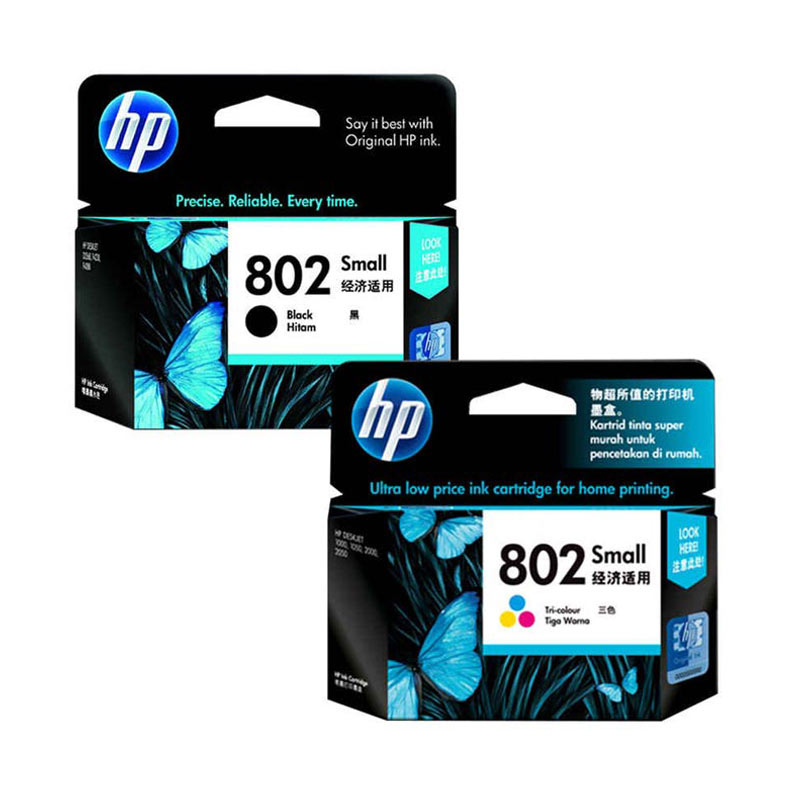 Jual HP 802 Original Ink Cartridge Tinta Printer [Black and Color/1