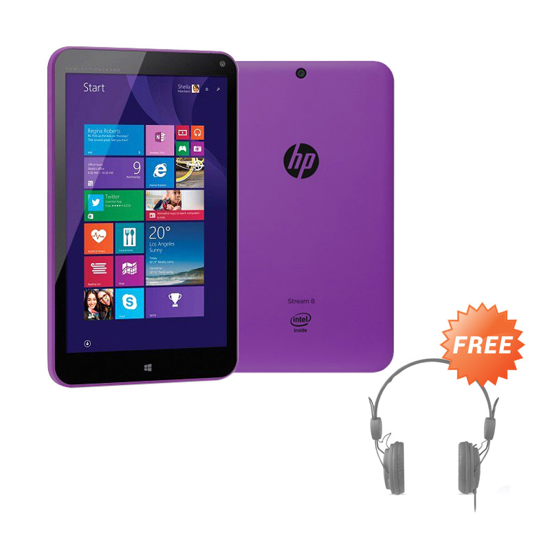 HP Stream 8 Smart PC - Purple [7 Inch/Intel Z3735G/Win 8.1/Keyboard BT] + Free Soundplus Macaron