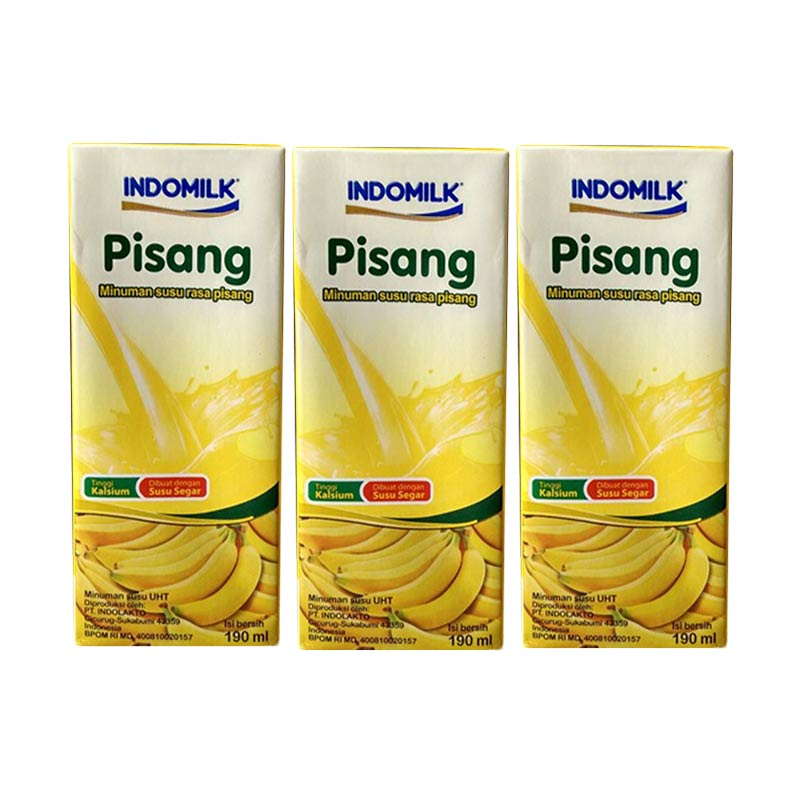 Jual Indomilk Rasa Pisang Susu Cair [3 pcs/190 mL] Online 