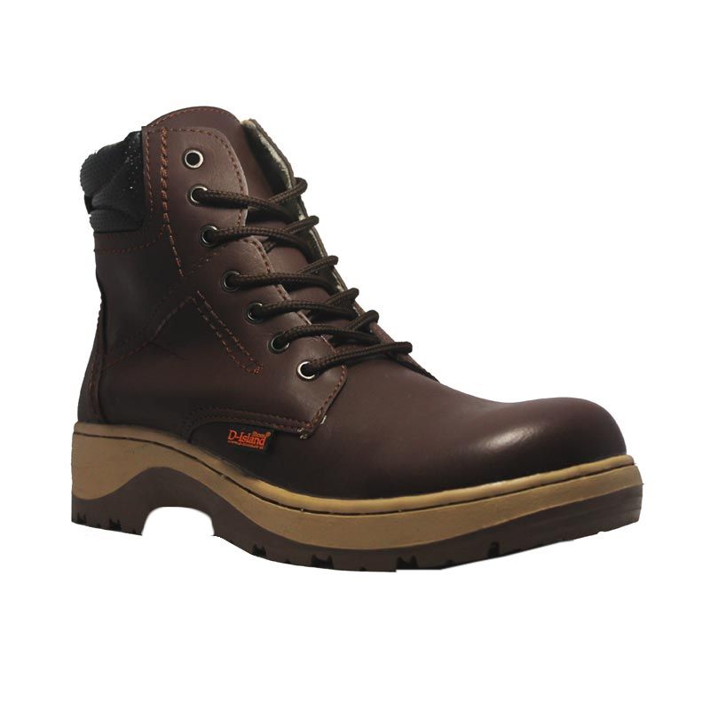 Island Shoes Boots Safety High Urban Leather Brown Sepatu Pria