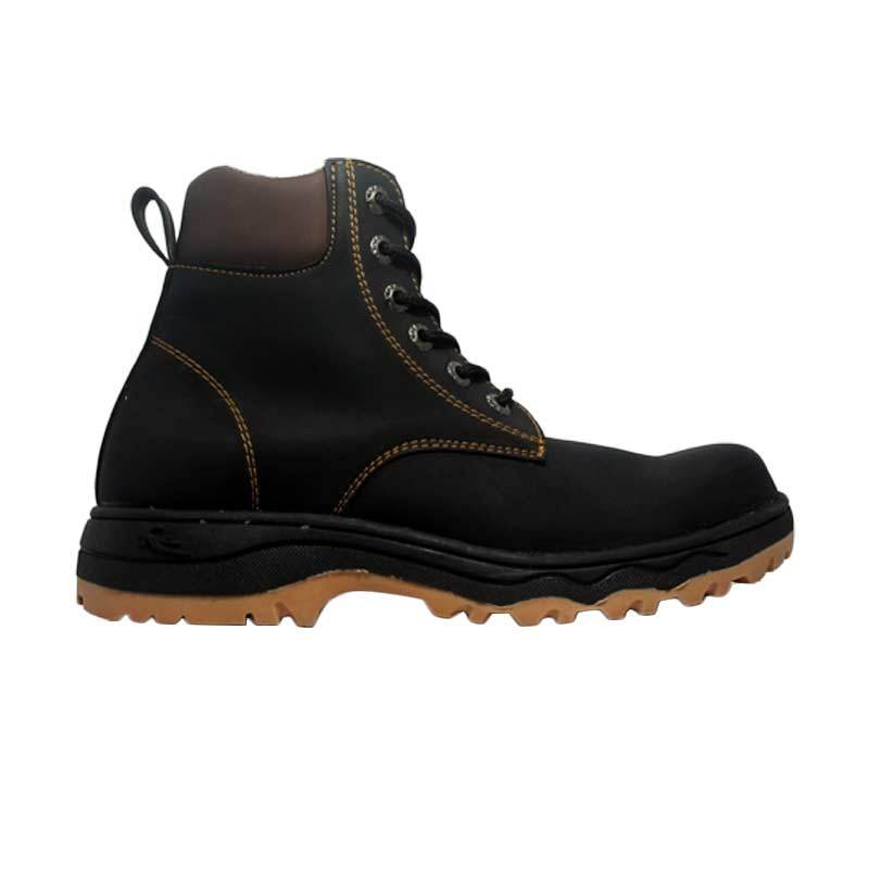 Cut Engineer Safety Boots Stylish Outdoor Leather Hitam Sepatu pria