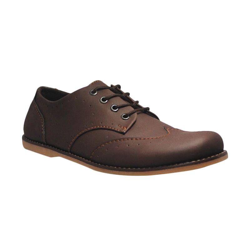 D-Island Shoes Casual Oxford Woodley Leather Brown Sepatu Pria