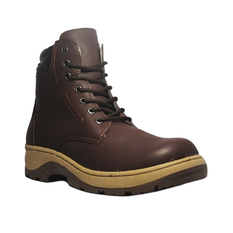 D-Island Shoes Cut Engineer Safety Boots Leather Dark Brown Sepatu Pria