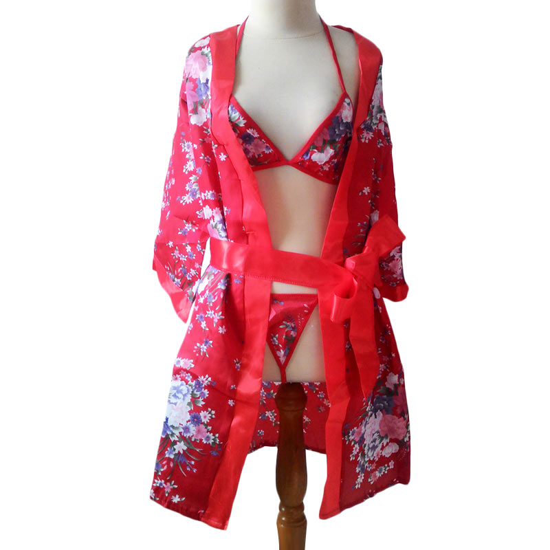 Jakarta Lingerie JLD041 Kimono Full Flower Sexy Set Lingerie - Red