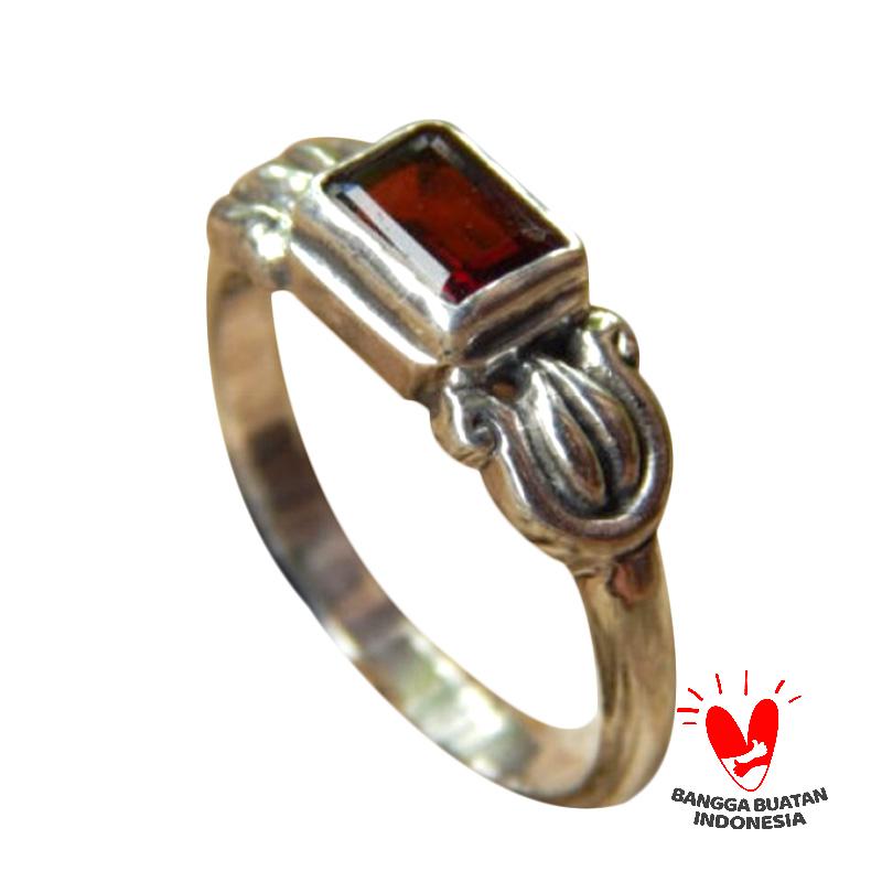 Jual Cincin Perak Ukir Simple Batu Garnet Online Februari ...