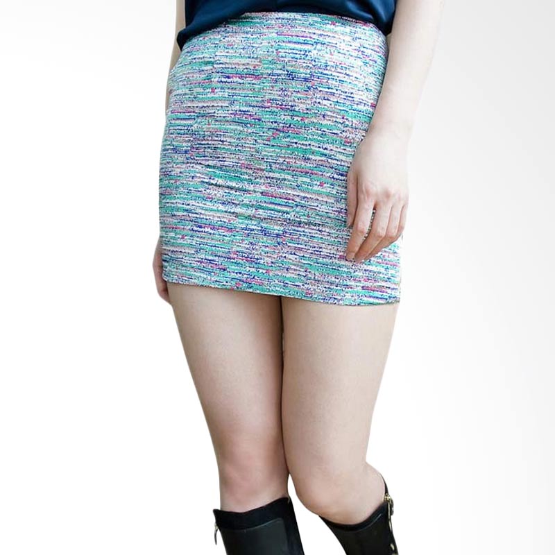 Kakuu Basic Horizontal Pattern Zipper Mini Skirt