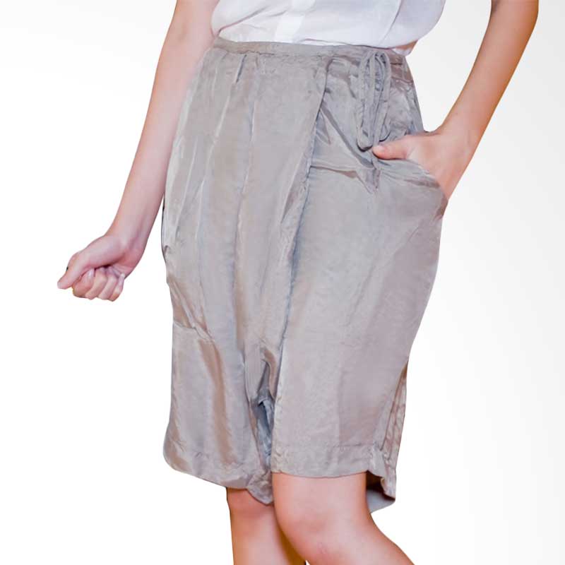 Kakuu Basic Banding Waist Silk Skirt Pants