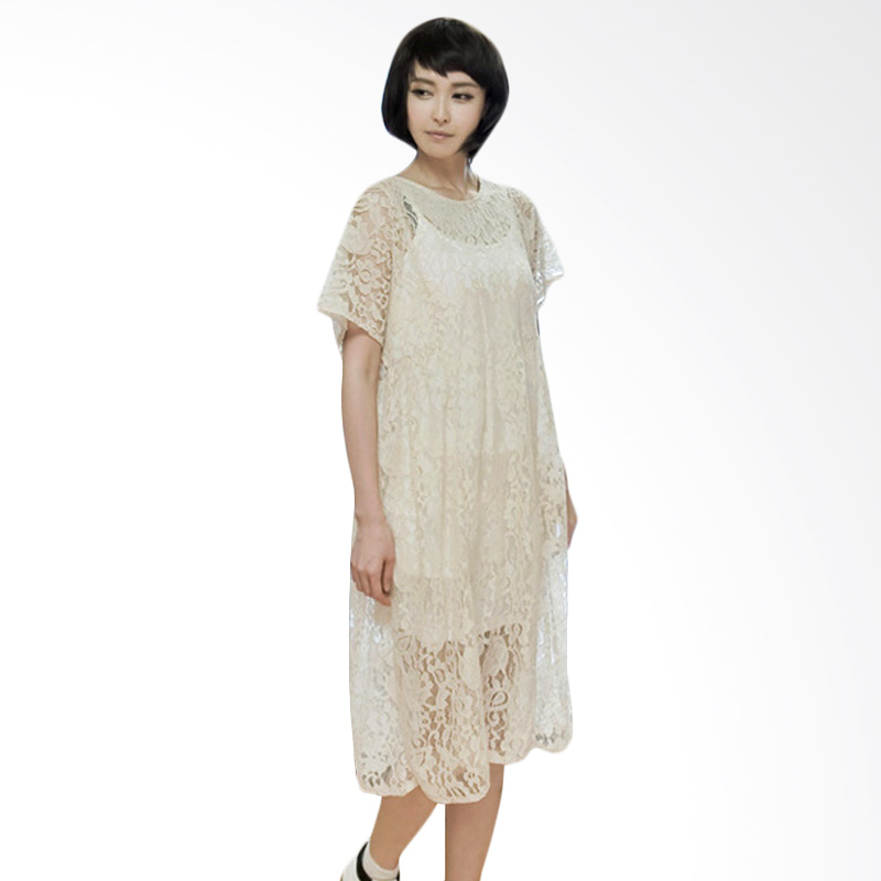 Kakuu Basic Lace Maxi Dress - Cream