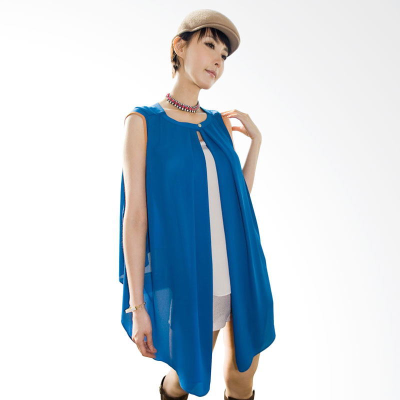 Kakuu Basic Unbalance 3 Coloration Sleeveless Dress - Blue