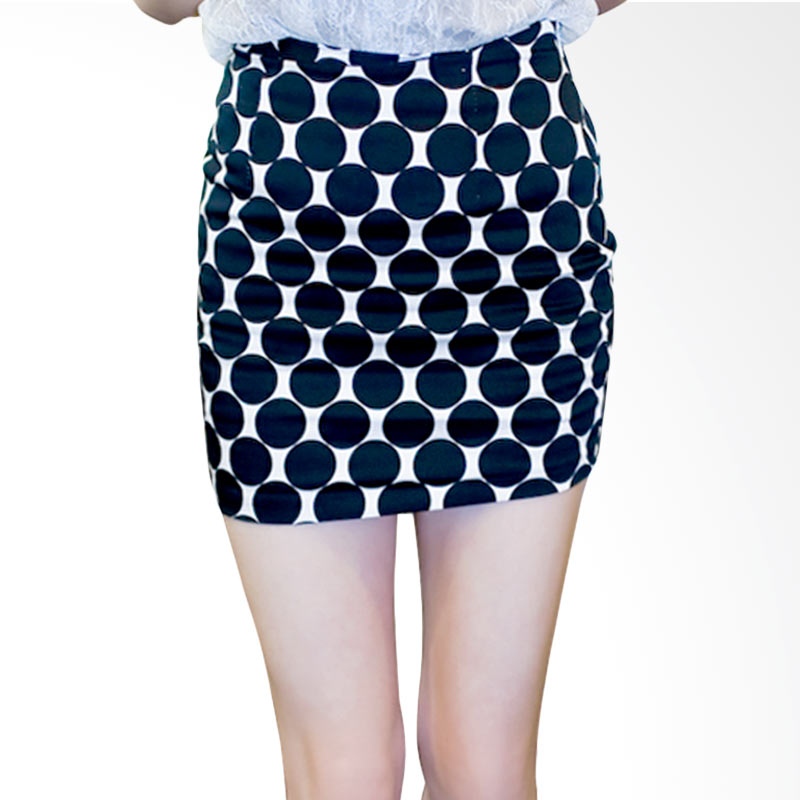 Kakuu Basic Polkadot Slim Mini Skirt - Black