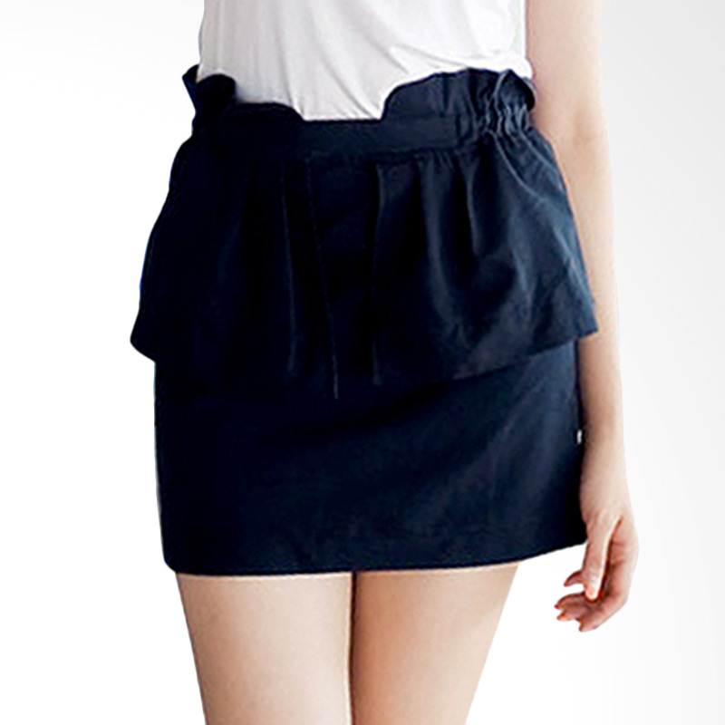 Kakuu Basic Ruffle Detail Skirt - Navy