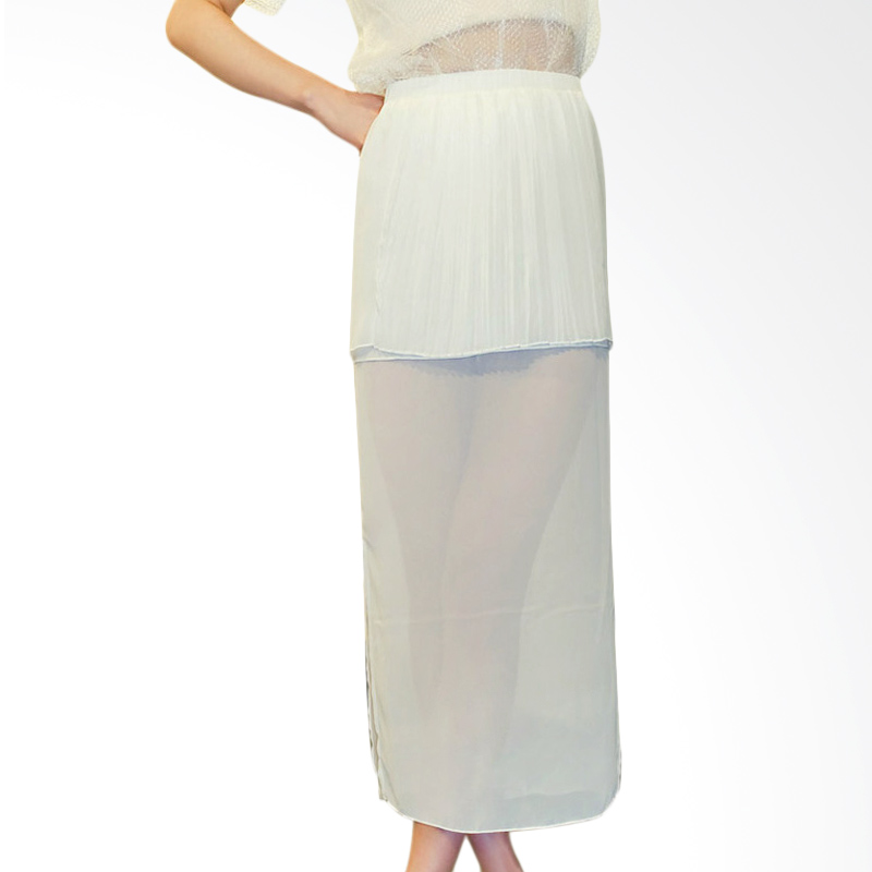 Kakuu Basic Skirt Waist Band Sheer Long - Ivory
