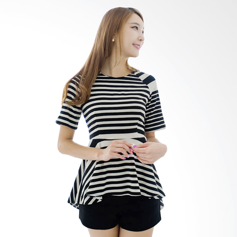 Kakuu Basic Stripe Peplum Tone Tee Shirt - Black Extra diskon 7% setiap hari Extra diskon 5% setiap hari Citibank – lebih hemat 10%