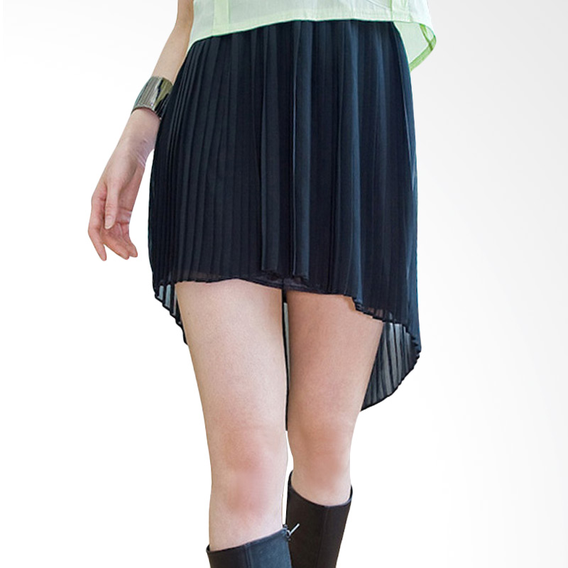 Kakuu Basic Pleated Unbalance Mini Skirt