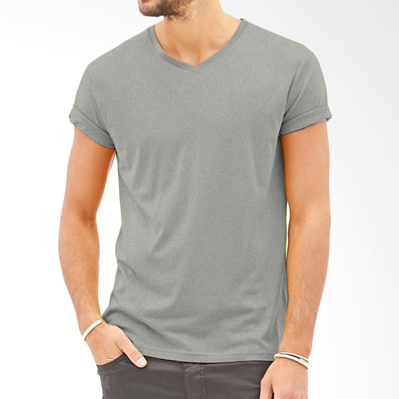 Jual KaosYES Polos  V  Neck  Kaos Pria Abu Misty Online 