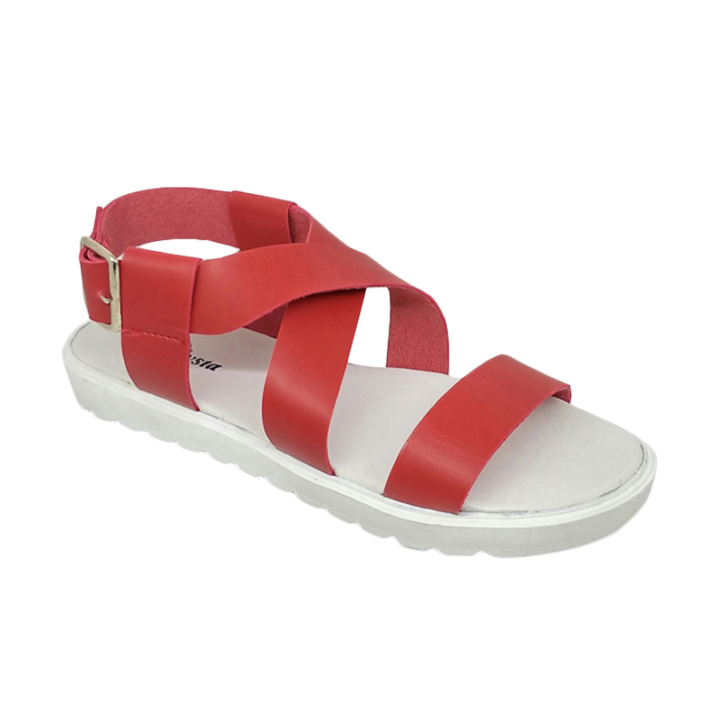 Khalista Collection Triple Strap Sling Back Sandals - Merah