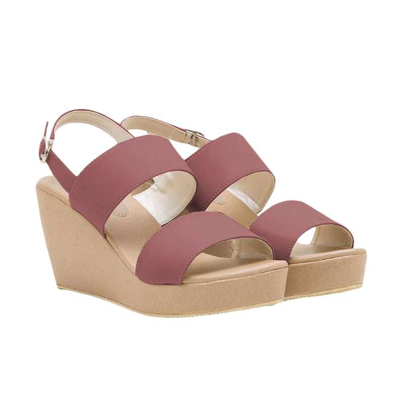 Khalista Collections Wedges Women Dual Strap Synthetic Leather - Tan