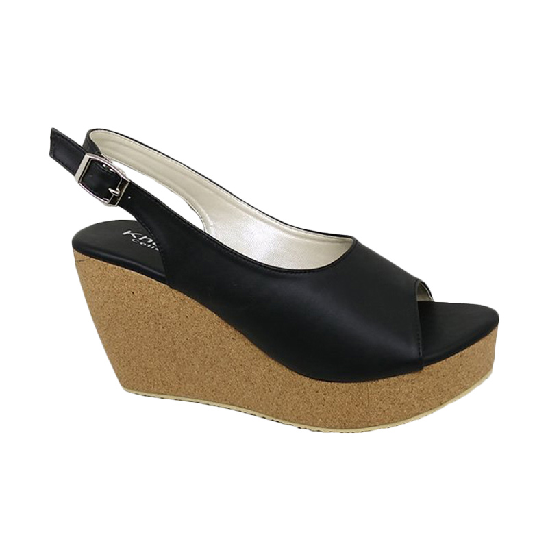 Khalista Collections Wedges Women Ekstra Slingback Synthetic Leather - Hitam