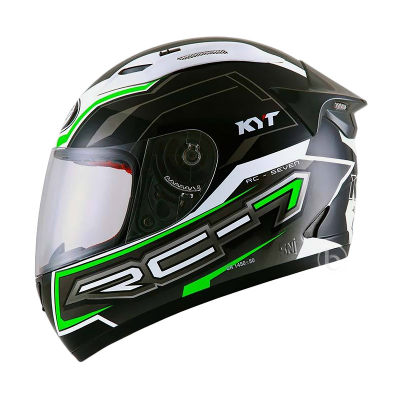 Jual KYT RC SEVEN #14 Helm Full Face - BLack White Green