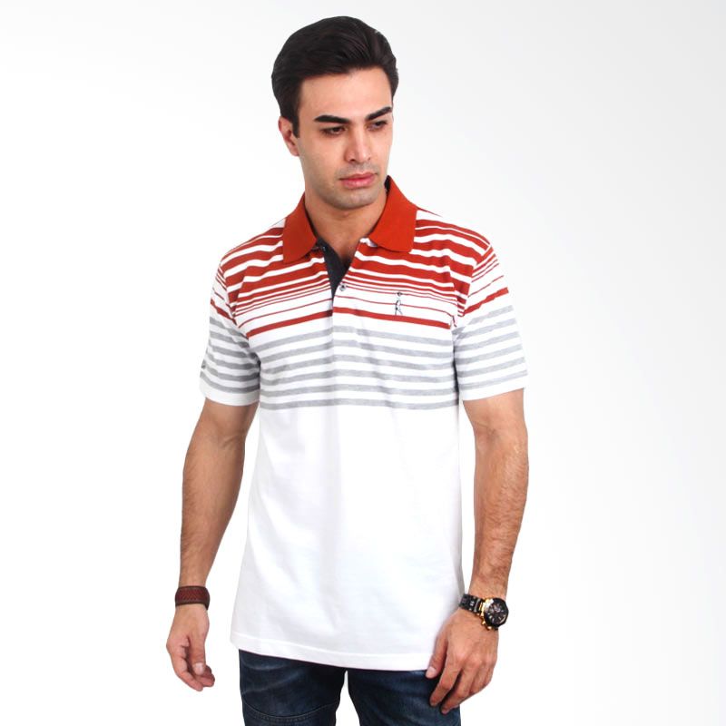 Labette Polo Shirt White Stripe Red Labette Polo Shirt White Stripe Red